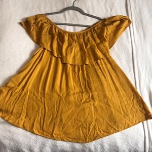 Forever 21 mustard yellow over the shoulder top